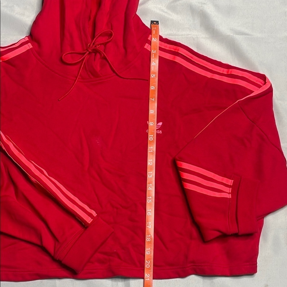 Adidas Red Hoodie with Classic 3 Stripes - Picture 5 of 8